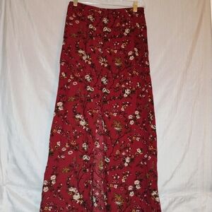Mossimo Supply Co. Burgundy Floral Maxi Skirt
